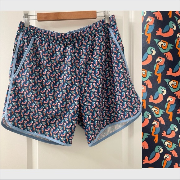 Bonobos Tropical Parrot Print 7 Inch Inseam Swim Trunks Shorts Mens Size Medium - Picture 1 of 7